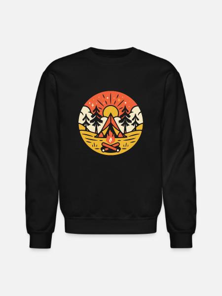 CAMP AND BONFIRE - Unisex Crewneck Sweatshirt - black