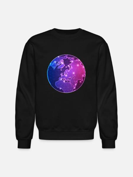 Geometric World Map - Unisex Crewneck Sweatshirt - black