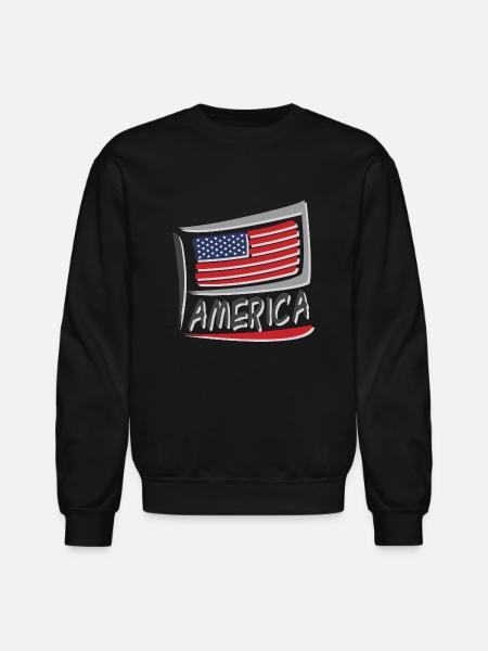 America Flag - Unisex Crewneck Sweatshirt - black