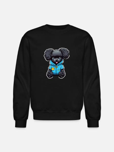 Poodle in Blue Pajamas - Unisex Crewneck Sweatshirt - black