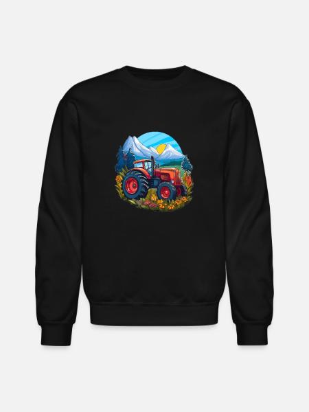 Alpine Meadow Tractor - Unisex Crewneck Sweatshirt - black