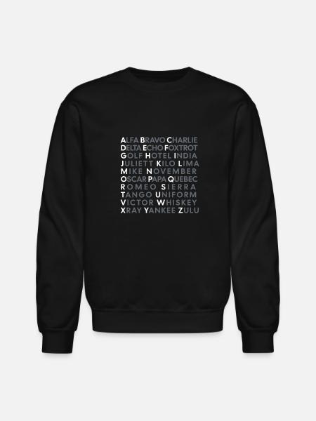NATO Phonetic Alphabet - Unisex Crewneck Sweatshirt - black