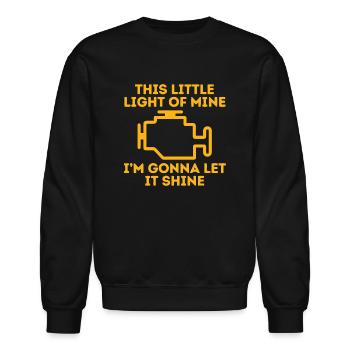 Check Engine - Unisex Crewneck Sweatshirt - black - Front - AI Model Female 172 light (172cm) & AI Model Male 185 light (185cm)