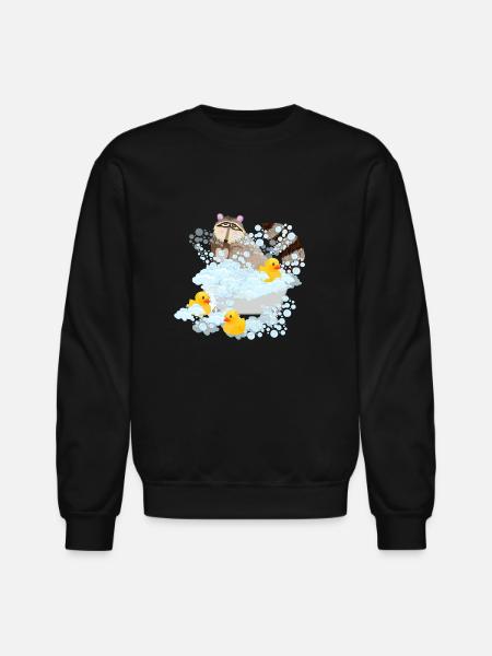 Raccoon, bubbles and Rubber Duckies - Unisex Crewneck Sweatshirt - black
