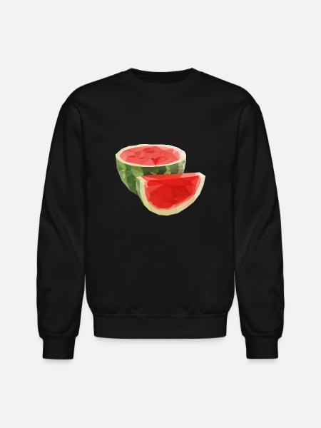lowpoly watermelon fruit - Unisex Crewneck Sweatshirt - black