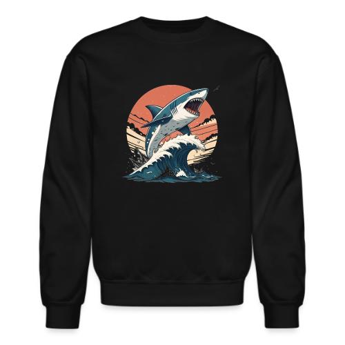 Fierce Shark Breaking Through Waves - Unisex Crewneck Sweatshirt