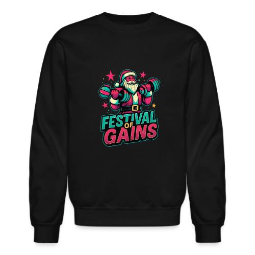 Festival of Gains Funny Gym Santa Christmas - Unisex Crewneck Sweatshirt
