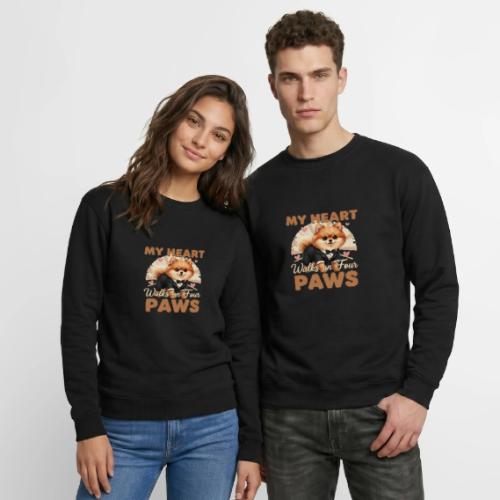 My Heart Walks on Four Paws – Pomeranian tee - Unisex Crewneck Sweatshirt
