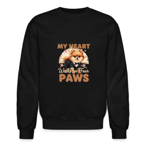 My Heart Walks on Four Paws – Pomeranian tee - Unisex Crewneck Sweatshirt