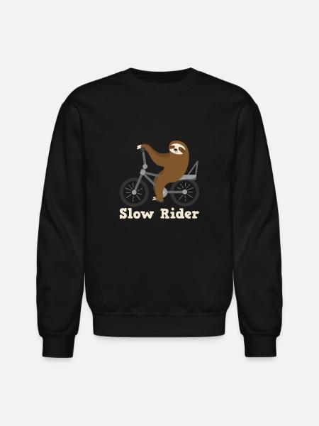 Slow Rider Sloth Cyclisme Équitation Vélo Vélo Paresseux - Chandail à encolure ras-du-cou unisexe - noir