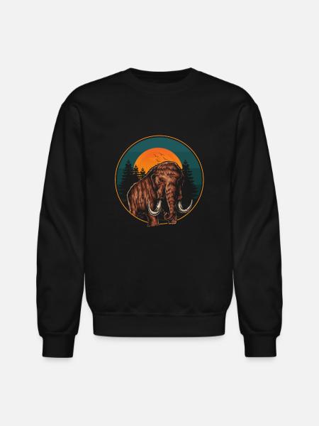 Mammoth Retro Prehistoric Animal - Unisex Crewneck Sweatshirt - black