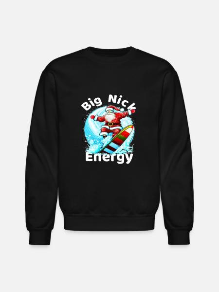 Big Nick Energy,Retro Santa - Unisex Crewneck Sweatshirt - black
