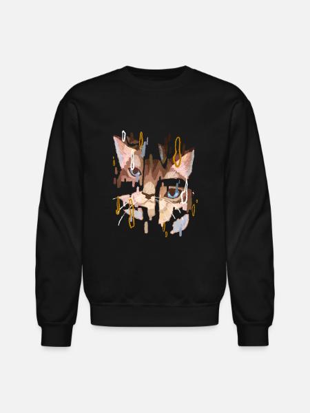 Cat Face - Unisex Crewneck Sweatshirt - black