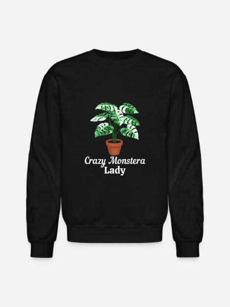 Crazy Monstera Lady - Unisex Crewneck Sweatshirt - black