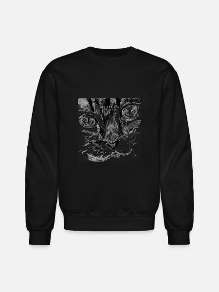 cat face - Unisex Crewneck Sweatshirt - black