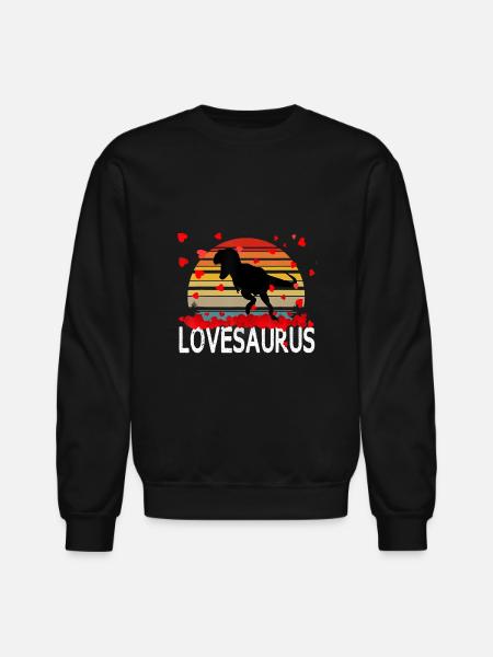 Valentines Day Dinosaur Lovesaurus - Unisex Crewneck Sweatshirt - black