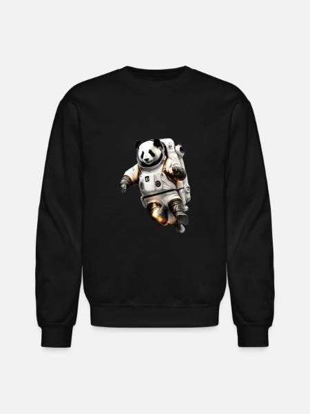 Panda Astronauts Suit - Unisex Crewneck Sweatshirt - black