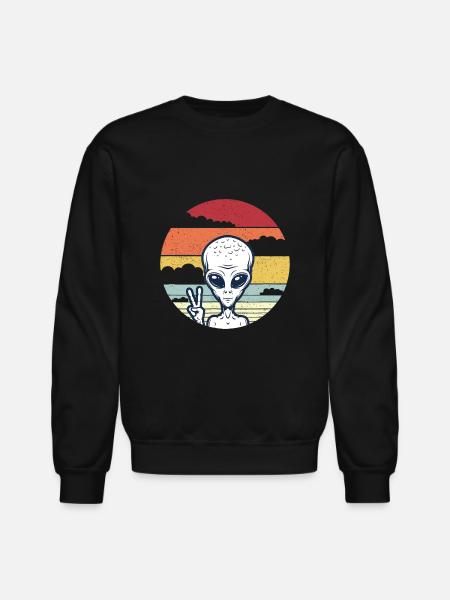 Alien Selfie Peace - Unisex Crewneck Sweatshirt - black