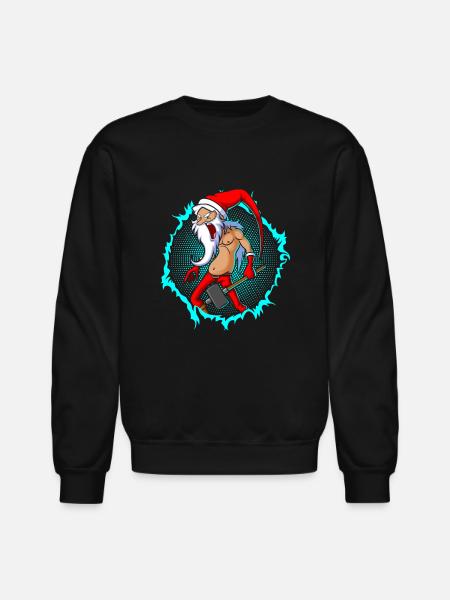 The Crazy Santa With Halftone - Unisex Crewneck Sweatshirt - black