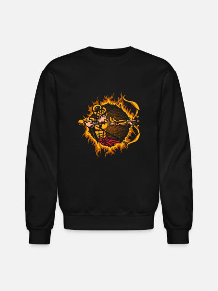Arjuna Archer With Halftone Background - Unisex Crewneck Sweatshirt - black