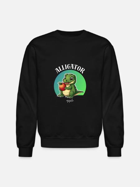 Alligator Apple Cute - Unisex Crewneck Sweatshirt - black