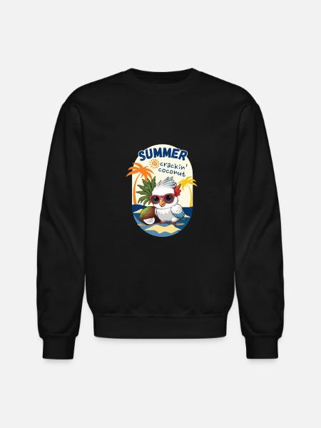 cockatoo and coconut - Unisex Crewneck Sweatshirt - black