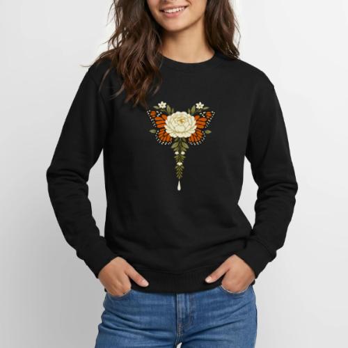 Monarch Butterfly Floral Botanical Art - Unisex Crewneck Sweatshirt