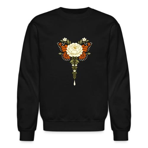 Monarch Butterfly Floral Botanical Art - Unisex Crewneck Sweatshirt