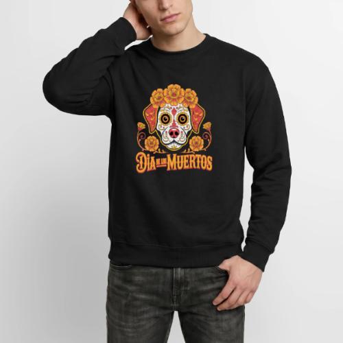 Dia De Los Muertos Dog Skull Flowers - Unisex Crewneck Sweatshirt