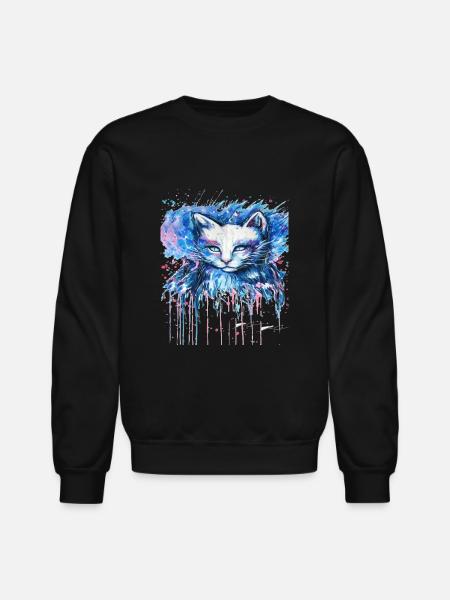 Blue Cat Real - Unisex Crewneck Sweatshirt - black