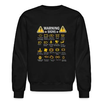 Warning Signs Driving Cool Auto Mechanic Engineer - Unisex Crewneck Sweatshirt - black - Front - AI Model Female 172 light (172cm) & AI Model Male 185 light (185cm)