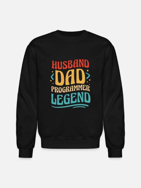 Husband dad programmer - Unisex Crewneck Sweatshirt - black
