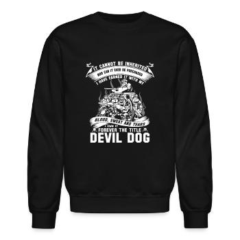 devil dog devil dog - Unisex Crewneck Sweatshirt - black - Front - AI Model Female 172 light (172cm) & AI Model Male 185 light (185cm)