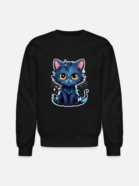 blue cat - Unisex Crewneck Sweatshirt - black