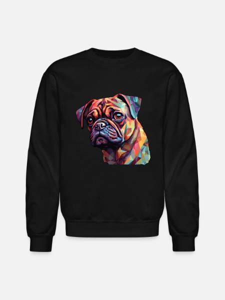 Pug Polygon - Unisex Crewneck Sweatshirt - black