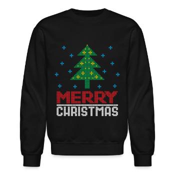 Merry Christmas - Unisex Crewneck Sweatshirt - black - Front - AI Model Female 172 light (172cm) & AI Model Male 185 light (185cm)