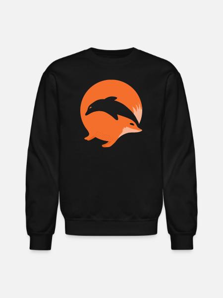 Fox or Dolphin in this fun optical illusion - Unisex Crewneck Sweatshirt - black