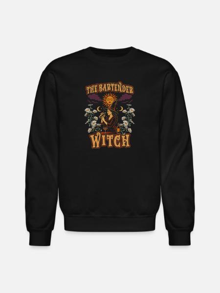 Bartender Mixologist The Bartender Witch - Unisex Crewneck Sweatshirt - black