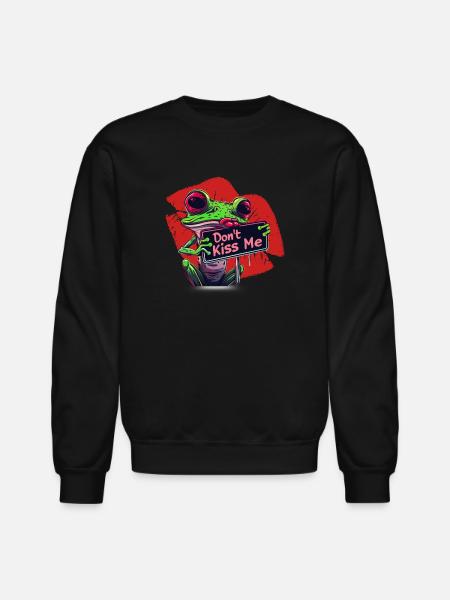 Dont Kiss Me Frog Popart - Unisex Crewneck Sweatshirt - black