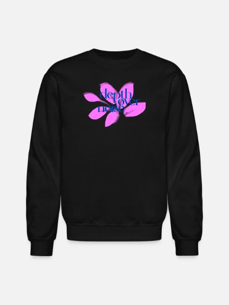 Depth Over Noise Floral - Unisex Crewneck Sweatshirt - black