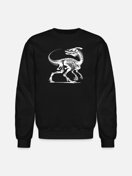 Dinosaur Raptor With Spine Bone - Unisex Crewneck Sweatshirt - black