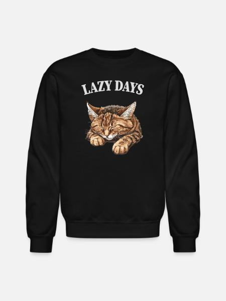 Lazy Days Cat Nap - Unisex Crewneck Sweatshirt - black
