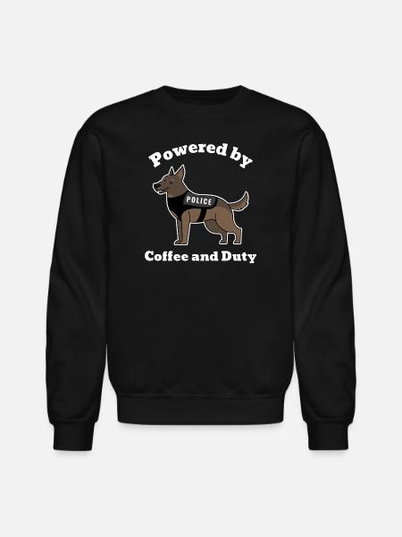 t-shirt-design-featuring-a-smiling-police dog - Unisex Crewneck Sweatshirt - black