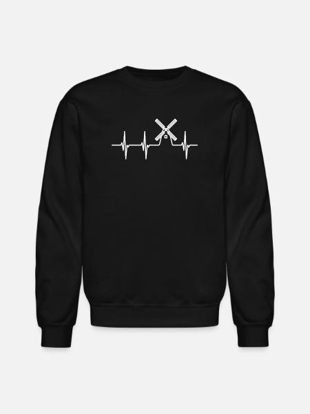Farming Windmill ECG - Unisex Crewneck Sweatshirt - black