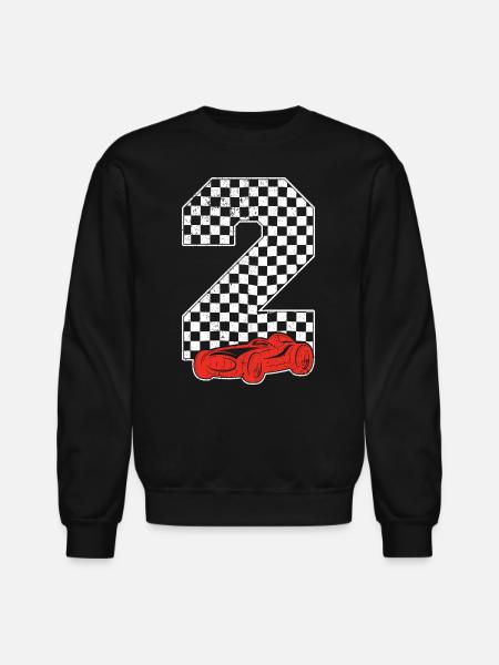 Checkerboard 2 Racecar Grid - Unisex Crewneck Sweatshirt - black