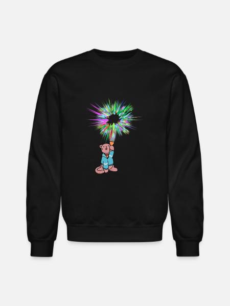 Cat with flashlight - Unisex Crewneck Sweatshirt - black