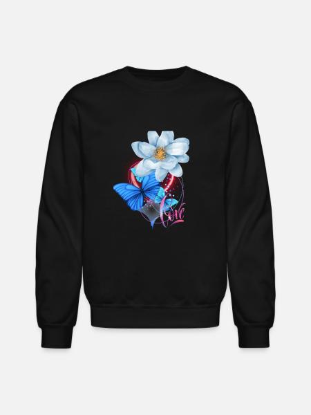 Love. Flowers, rose - Unisex Crewneck Sweatshirt - black