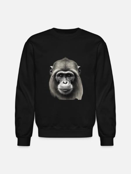 Chimp in Charcoal 4 - Unisex Crewneck Sweatshirt - black