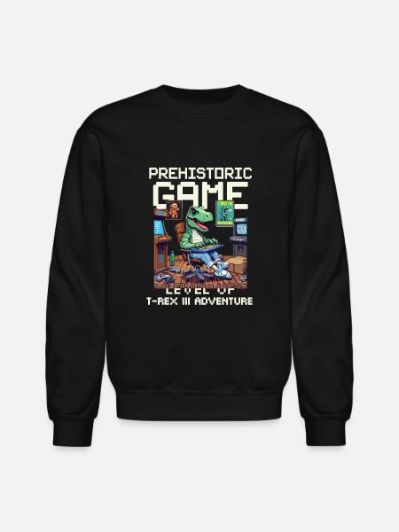 t-rex prehistoric game - Unisex Crewneck Sweatshirt - black
