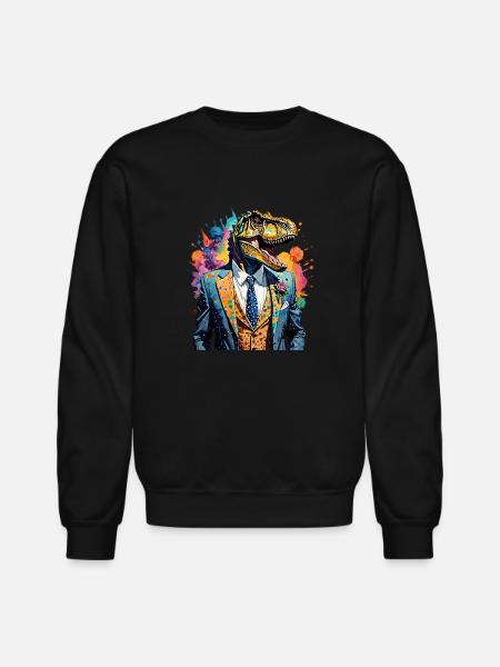 Dinosaur in suit - Unisex Crewneck Sweatshirt - black